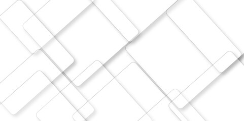 White geometric overlapping square pattern. Vector illustration technology background with shadow. Modern minimal and clean white background with realistic line. light silver background modern design