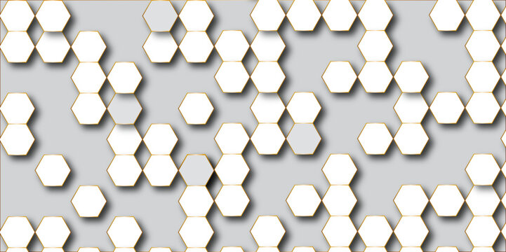 Abstract white and gray hexagonal honeycomb pattern bee , hexagon   white pattern with hexagons. Vector ill Distributed ledger, computer connection technology, matrix coded background.