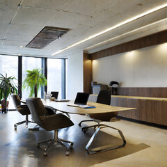 Fototapeta premium Modern Office interiors. Generative AI.