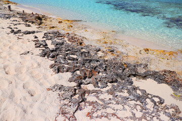 Shot of the old rocks formation by the beach. Texture