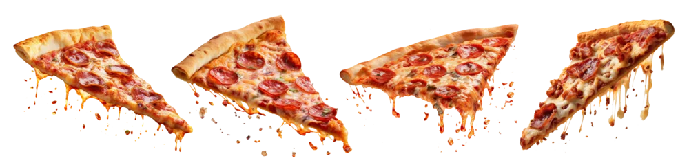Wandcirkels plexiglas Set of delicious pizza slices, cut out © Yeti Studio