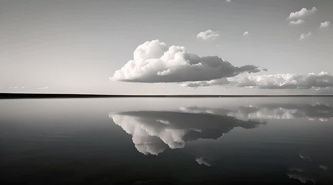 a black and white photo of clouds over water