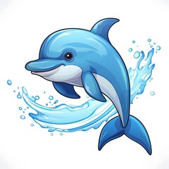 Obraz premium Hand drawn cartoon cute dolphin illustration picture