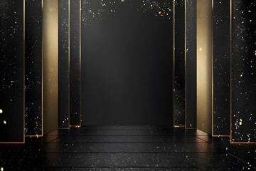 Background black with gold, pattern - Powered by Adobe