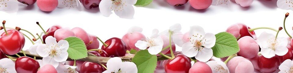 Seamless Background with Cherry Blossoms and Ornate Borders