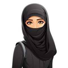Naklejka premium Cartoon character of a smiling Saudi Arabian Gulf girl wearing the hijab