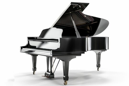 Black grand piano Isolated on white background