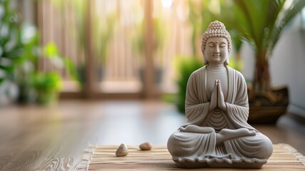 Serene Buddha statue in meditation pose, promoting tranquility and peace