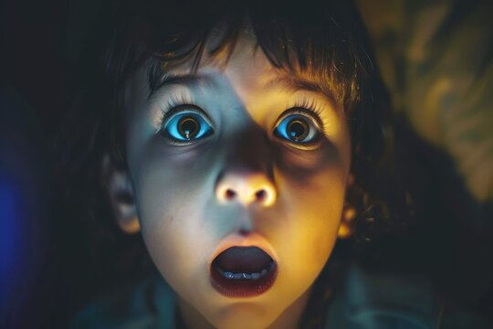 A child scared look horror movie