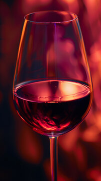 Dinner party, red wine glass, photography, light and shadow, close-up