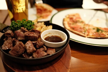 food at asahi hall, chop stake, japan, film