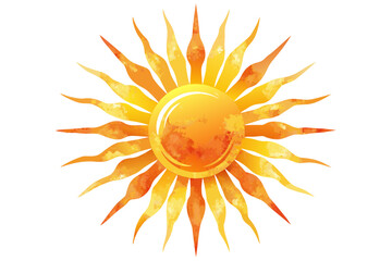 An exquisite watercolor illustration of a sun on white background, featuring vibrant pastel color