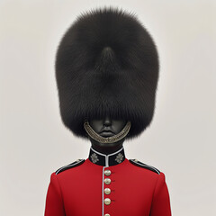 Soldier in big black fluffy hat - obrazy, fototapety, plakaty