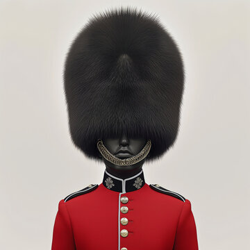 Soldier in big black fluffy hat