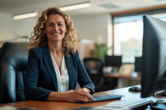 world of corporate elegance with this captivating image featuring a smartly dress woman, radiating confidence and poise during a magazine photoshoot set in a bustling office environmen