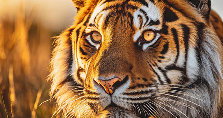 Fototapeta premium Close up shot of tiger Ai Generated image