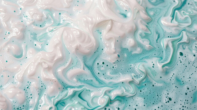 Soapy abstract background with water in green and white