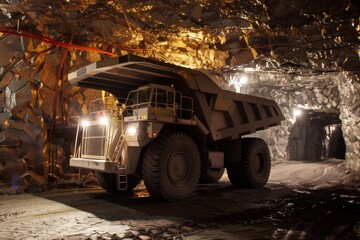 Underground mining truck, industry concept