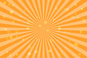 Orange Sunburst Pattern Background With Bokeh Light. Rays. Radial. Summer Banner. Vector Illustration