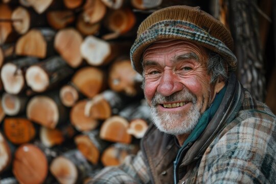 woodcutter man smile, virile worker