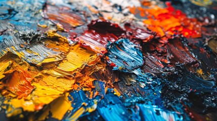 Close-Up of Colorful Oil Paint Textures