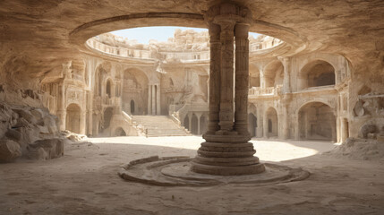 Obraz premium Stone Building With Spiral Staircase. Generative AI