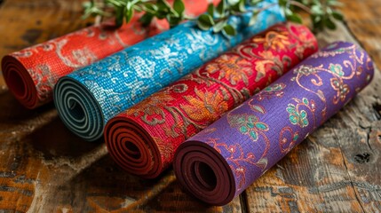 Elegant Textile Rolls with Botanical Accents