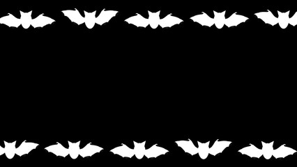 Beautiful illustration of white bats frame on plain black background