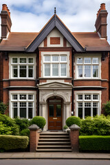 Fototapeta na wymiar Classic Edwardian Architecture House - Majestic Symmetry with Intricate Detailing