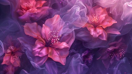 Abstract pink purple floral background, zen aromatherapy massage yoga background, digital illustration, digital painting, cg artwork, realistic illustration