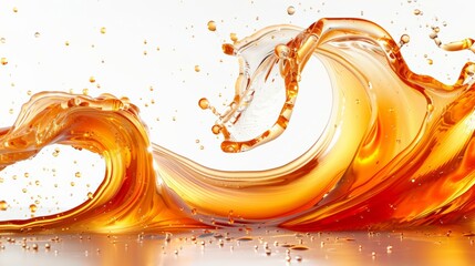 Cooking oil flow isolated on white Color liquid  - obrazy, fototapety, plakaty