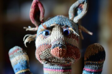 Naklejka premium detailed closeup of a sock puppet with intricate facial features