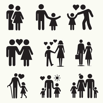 Minimalist Familly Icon, Parents symbol Vector illustration, Family icon set