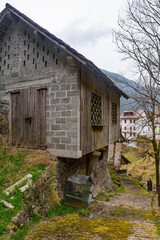 An old derelict stone residential building in the historic mountain village of Rigolato in Carnia,...