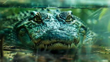 Fototapeta premium Menacing crocodile eyes above water