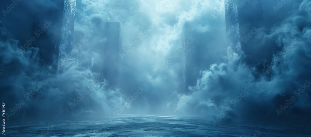 Wall mural epic sea background, storm in the sea. digital illustration, digital painting. - Wall murals