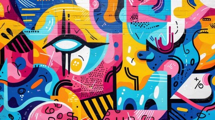 An artistic fusion of modern Gen-Z techniques and classic '80s and '90s graffiti, captured in a vibrant and dynamic vector illustration.