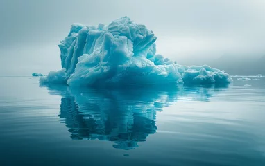 Zelfklevend Fotobehang Icy blue glaciers peacefully drifting on the tranquil arctic ocean © tonstock