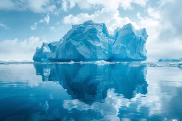 Foto op Plexiglas Icy blue glaciers peacefully drifting on the tranquil arctic ocean © tonstock