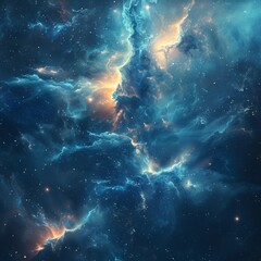 AI generated illustration of a stunning cosmic vista with an array of dazzling stars and celestial bodies in a fantasy space setting. - obrazy, fototapety, plakaty