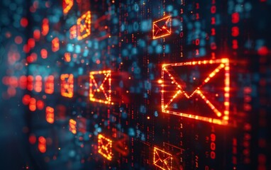 My email inbox is overflowing with unsolicited emails, some of which are flagged with red warning icons indicating possible dangers.