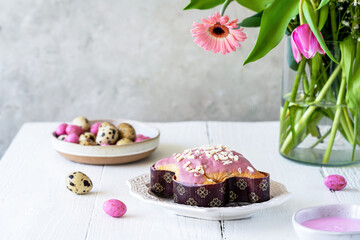 Easter Celebration Cake with Floral Table Arrangement