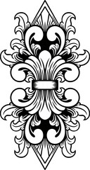 vintage ornament flower for wedding black and white vector illustration