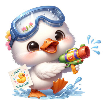 SongKran Duck, SongKran Clipart, SongKran Festival, Thailand Festival Clipart, Thai festival, Cute Ducks Clipart, White Duck, SongKran Day, Duck, Summer, Water Day, Summer Festival, Summer Clipart