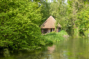 Thatched Fishing Hut on the River Test Hampshire England