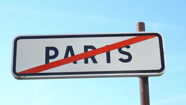 Paris exit road sign at the limit of the city