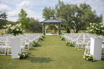 Wedding Ceremony Floral Inspiration with Blush Accents