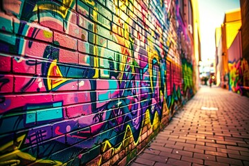 Colorful urban graffiti on the street corner