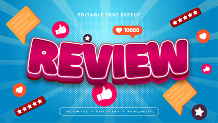 Colorful review 3d editable text effect - font style