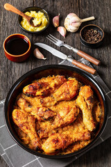 chicken drumsticks in pineapple sauce, top view